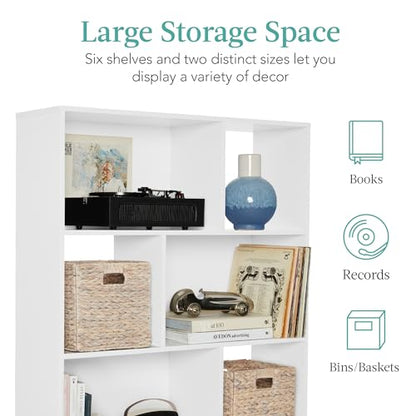 Best Choice Products 3-Tier Mid-Century Modern Wooden Bookcase, 6-Cube Organizer for Nursery, Kids Room, Living Room, w/Removable Back Panels, Pine Legs - White/Brown - color: White/Brown