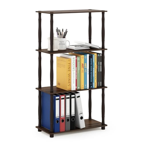Furinno Turn-N-Tube 4-Tier Multipurpose Shelf Display Rack, Classic Tubes, Walnut/Brown - color: Walnut/Brown, size: 4-Tier Classic Tube
