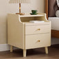 Nightstand with Drawers, Pre-Assembled, 19.7" H Natural Solid Wood Night Stand with Open Sliding Shelf, Mid Century Modern Small Bedside Table Cabinet for Bedroom, Cream 16" - color: Cream, size: 16"