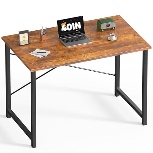 DUMOS 40 Inch Small Computer Desk, Gaming Desks for Home Office Bedroom | Modern Study Writing Work Table, Craft PC Desk Simple Workstation with Reinforcement Structure, Rustic Brown - color: Modern Rustic Brown, size: 40 Inch-1 Pack