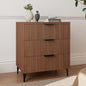 25.6" W Fluted Nightstand with 3 Drawer, Mid-Century Modern Night Stands | Bedside Table for Bedroom King/Queen Bed, End Table with Robot-friendly Legs for Living Room,Entry - color: 3 Drawers-1pcs-walnut