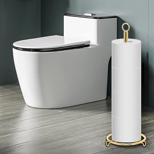 Bath Toilet Paper Holder, Metal Toilet Tissue Roll Organizer Storage, Tissue Paper Holder Stand for Bathroom/Kitchen Countertop, 21" H (Gold) - color: Gold