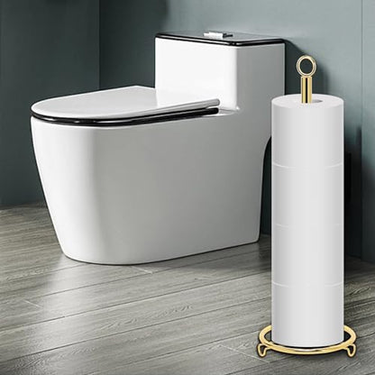 Bath Toilet Paper Holder, Metal Toilet Tissue Roll Organizer Storage, Tissue Paper Holder Stand for Bathroom/Kitchen Countertop, 21" H (Gold) - color: Gold