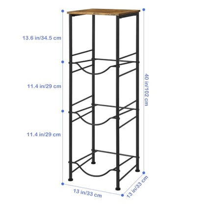 OYEAL 5 Gallon Water Bottle Jug Holder 3-Tier Water Bottle Holder Organizer with Top Shelf, Heavy Duty Water Dispenser Stand Rack for Kitchen Living Room Office, Rustic Brown - style: Round Tube Brown