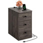 LIKIMIO Nightstand with Charging Station, 3 Drawers Modern for Bedroom - color: Charcoal Grey