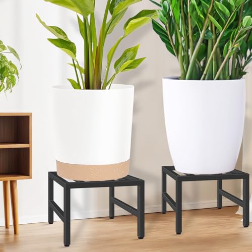 Plant Stand Indoor Outdoor, Heavy Duty Wrought Iron Pedestal Stands 3 Pack | Metal Plant Stand for Indoor Outdoor, Sturdy Low Flower Stand Display Planter Shelf, Black
