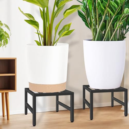 Plant Stand Indoor Outdoor, Heavy Duty Wrought Iron Pedestal Stands 3 Pack | Metal Plant Stand for Indoor Outdoor, Sturdy Low Flower Stand Display Planter Shelf, Black