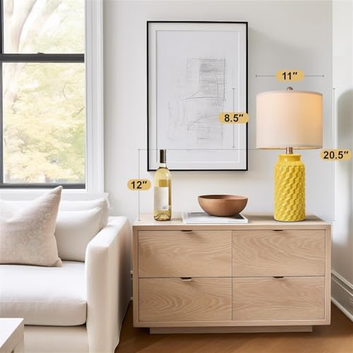 USumkky 20.5" Ceramic Table Lamps Set of 2 - Modern Farmhouse & Boho Style, Bedside Nightstand Lamps for Bedroom, Living Room End Table Lamps, Small Desk Lamp(Yellow) - color: 20.5" Yellow-2 Pack