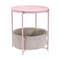 Amazon Basics Round End Table with Storage Bin, Easy Assembly, Bedroom Accent Table, 17.7"D x 17.7"W x 18.9"H, Dusty Pink | Side Table - color: Dusty Pink