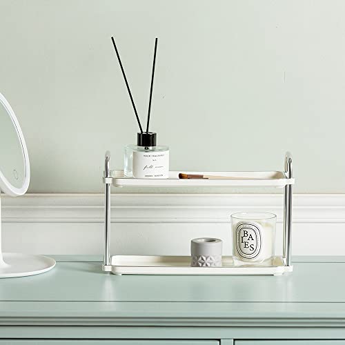 3.54 Inch Desktop 2-Layer Storage Rack | Countertop Storage Shelf for Bathroom, Kitchen, Living Room, Bedroom, Dressing Table,White - size: 3.54 Inch
