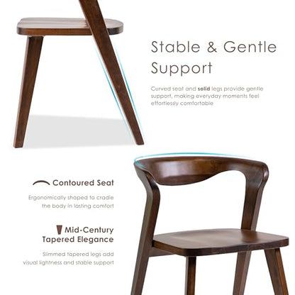 Furniture of America Nazaen III Mid-Century Modern Wood 21.5-inch Side Chairs with Rounded Backrest and Semi-Handmade for Home Kitchen, Dining Room, Rich Walnut (Set of 2) - color: Rich Walnut, size: Style 3