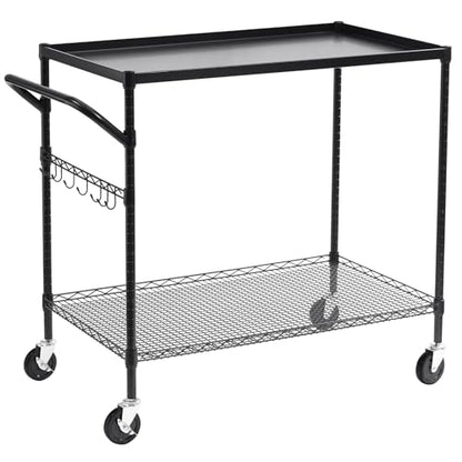WDT 2-Tier Utility Cart with Wheels, Metal Cart with 1000LBS Capacity, NSF Heavy Duty Rolling Cart, Commercial Grade Serving Tool Storage Carts for Warehouse Garage Kitchen, 24"D x 40"W x 39"H, Black - color: Black 2 Tier Large