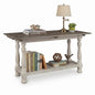 Signature Design by Ashley Havalance Farmhouse Sofa Table, Flip Top Design for Additional Dining Space and Fixed Lower Shelf, Gray & White with Weathered Finish - color: Gray/White, style: Sofa Table