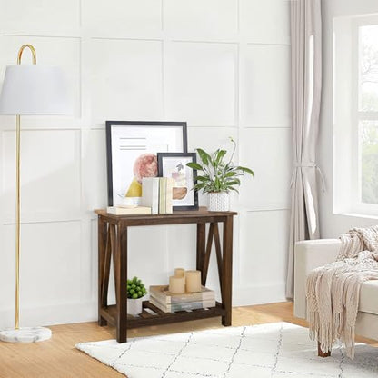 End Side Table with Storage Shelf Rectangle Narrow Nightstand Console Tables Brown Smooth End Table for Small Spaces Industrial Accent Side Table for Living Room Bathroom Bedroom - color: Brown