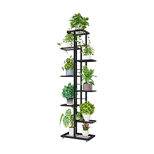 MTB Garden 8 Tier Metal Plant Stand for Indoor Outdoor Flower Pot Display Planter Shelf, Charcoal Grey - color: Dark Grey, size: 8 Tier