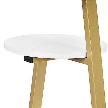 BEWISHOME Round End Table Side Table, White Gold, KTZ41M | Metal Frame, 3-Tier Shelves, Accent Bedside Table Nightstand, Small Couch Table - color: White, size: without PowerOutlet