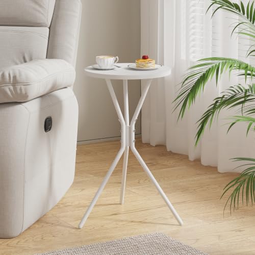 TUTOTAK Small Round End Table, Mini Side Table, Drink Table, Pedestal Table | for Small Spaces, Accent Nightstand, livingroom, Bedroom, White TB01BW098 - color: White, size: 1 Pack, style: Triangle