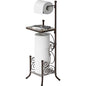 Simple Houseware English Style Toilet Paper Stand Holder w/Woodtop, Bronze | 4 Paper Rolls, 8.5" x 8.75" x 29.2" - color: Bronze, size: Wood Shelf - 29.2''H