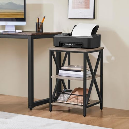 Yaheetech End Table Living Room, 3-Tier Side Table with Storage Shelves for Home Office, Industrial X Design Sofa Tables with Strong Metal Frame, Easy Assembly, Gray - color: Grey