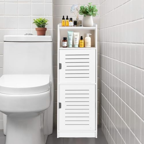 ShellKingdom Toilet Paper Holder Stand, Small and Slim Bathroom Storage Cabinet for Bathroom Small Spaces, 29.1 x 9.5 x 7.9 inch - size: 29.1 x 9.5 x 7.9 inch