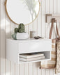 Floating Nightstand, Small Modern Floating Nightstand with Drawer, Floating Shelves for Bedroom, Bathroom (White) - color: White
