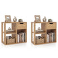 Giantex 3 Cube Bookcase with Drawer, 2 Tier Bookshelf for Small Space, Modern Freestanding Display Rack with Open Shelves, Natural Book Case, Wood Cube Storage Organizer Bedroom Living Room, 2 Pack - color: Natural