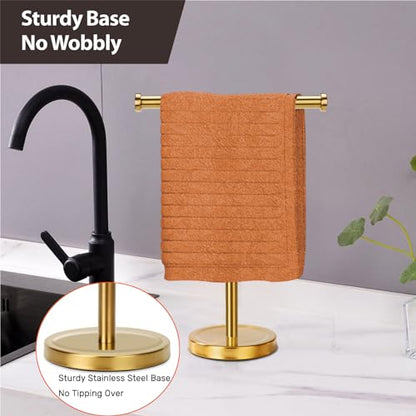 Hand Towel Holder Stand with Heavy Base, Hand Towel Rack for Bathroom (Stainless Steel, Gold Brushed) - color: Gold Brushed
