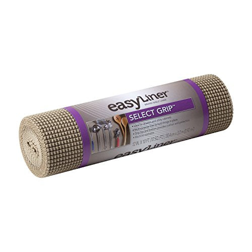Duck Brand Select Grip EasyLiner Shelf and Drawer Liner, 12-Inch x 10-Feet, Non-Adhesive, Taupe, 736411 - color: Taupe, size: 12-Inch x 10 Feet
