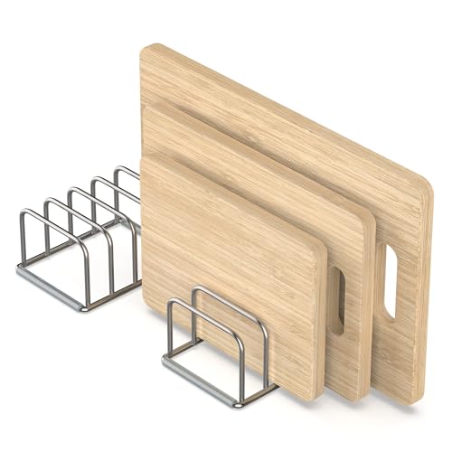 KORRTFID Cutting Board Holder, 2PSC Cutting Board Organizer Rack, 304 Stainless Steel Cookie Sheet Baking Pan and Tray Organizer for Kitchen Cabinet and Pantry Storage (1.0 Inch Width Slots) - size: 1.0 in Slot (2pcs)