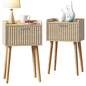 LAATOOREE Nightstand Set of 2, Small Bed Side Table with Fluted Door | End Table with Solid Wood Legs, Mid-Century Bedside Table for Bedroom Small Space - color: Natural, style: Fluted Style