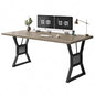 Garvee Modern Computer Desk, 70.8 Inch Home Office Work Desk,Farmhouse Gaming Writing Work from Home Study Desk,Sturdy Metal Frame for Bedroom,Home Office - color: Gray + Black Leg