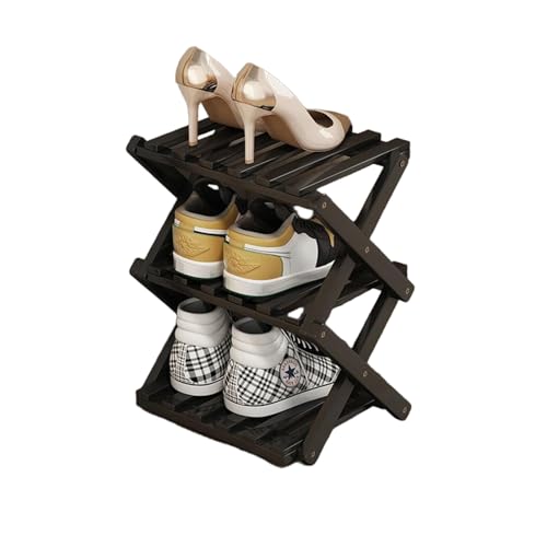 YYW Bamboo Shoe Rack, Foldable Vertical for Entryway, Easy to Assemble | Shoe Storage Organizer, Free Standing Shoe Shelf for Closet, Living Room, Bedroom, Home Entrance, Black 3 Layers - color: Black-3 Layer