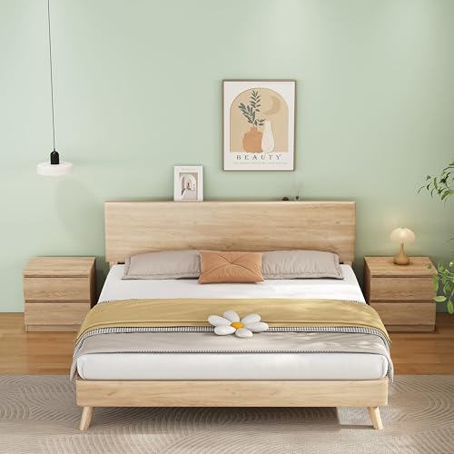 Nightstand with Drawers, Bedside Table with Drawers, Sofa Side Table Storage Cabinet, Night Stand for Bedroom Living Room (1, 2 Drawers Nature, 19.7" W×15.6" D×18.9" H) - color: 2 Drawers Nature