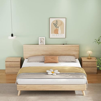 Nightstand with Drawers, Bedside Table with Drawers, Sofa Side Table Storage Cabinet, Night Stand for Bedroom Living Room (1, 2 Drawers Nature, 19.7" W×15.6" D×18.9" H) - color: 2 Drawers Nature