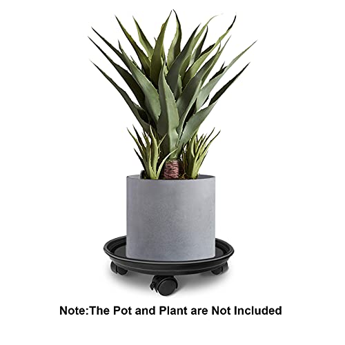 Plant Caddy with Wheels, Rolling Plant Dolly with Casters, Black | Movable Plant Stand, Flower Pot Dolly Holder, Planter Pot Mover, Indoor Outdoor Use, 2 Wheels with Lock, Fit Most Pots - color: Black