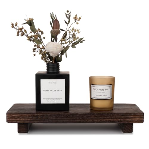 Wood Bathroom Tray Farmhouse Decor Kitchen Soap Holder, 10"x4.5" Drak Brown | Waterproof, Lightweight, Easy Clean, Small Wooden Riser Pedestal Stand Accessories for Office Desk, Vanity, Counter, Sink - color: Dark Brown, size: 10" x 4.5" x 1.6"
