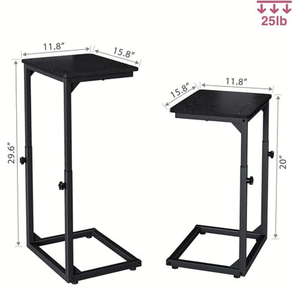 7-Level Adjustable C-Shaped End Table, Small Side Table for Couch, Sofa TV Tray Table for Living Room, Bedroom, Bedside ET-SA-BKW1 - color: Black