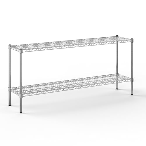 14" Deep x 60" Wide x 27" Height Wire Shelving Kit | 2-Tier | NSF Commercial Storage Rack Unit - size: 14" Deep x 60" Wide