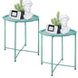 Garden 4 you End Table Set of 2, Outdoor Side Table, Small Patio Table Metal Side Table, Round Folding Side Table, for Outdoor and Living Room,Green - color: Green