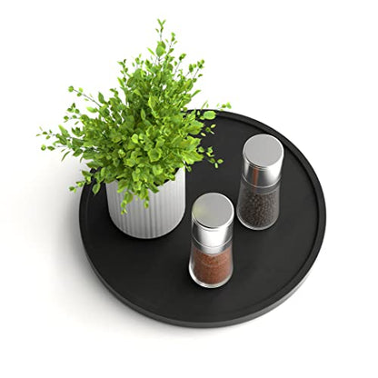 Lazy Susan Organizer Homerays 9 Inch Non-Skid Bamboo Lazy Susan for Kitchen Rotating Spice Rack for Kitchen Cabinet, Wood Turntable for Kitchen Countertop Organizer Black - size: 9" - Black