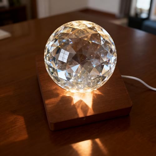 Wooden LED Light Base Display Lighted Base for Crystals - Brown Square Wood Display Lighted Bases Pedestal Stand for Room Office Home Decor