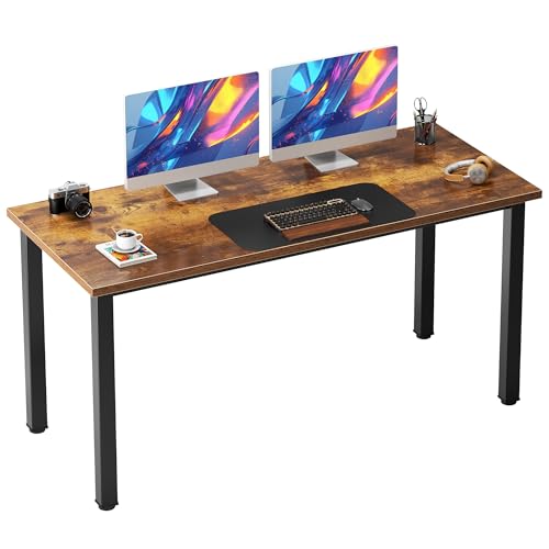 Need 54.3 Inch Large Computer Desk, Rustic Wooden Top with Metal Frame | Simple Style, Home Office, Basic Sturdy Writing Table, Study Student, Adjustable Feet, Water-Resistant, Easy Assembly - color: Rustic Brown, size: 54 inches