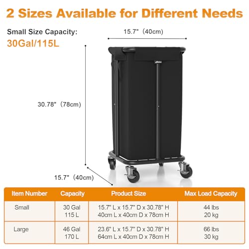 Hodonas Laundry Basket with Wheels, Rolling Laundry Hamper, 30 Gal.(115L), Removable and Machine Washable Liner, Steel Frame, Tall Laundry Cart for Laundry Room, Bedroom, Bathroom, Dorm Storage -Black - color: Black