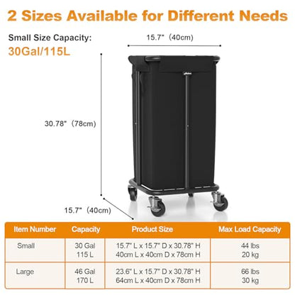 Hodonas Laundry Basket with Wheels, Rolling Laundry Hamper, 30 Gal.(115L), Removable and Machine Washable Liner, Steel Frame, Tall Laundry Cart for Laundry Room, Bedroom, Bathroom, Dorm Storage -Black - color: Black