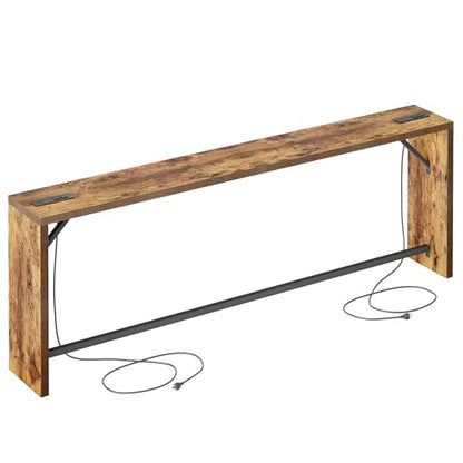 TIQLAB Sofa Table, 79''L x 9.1''W (1.2'' Thickness) Long Console Table Behind Couch, Entryway Table with Angled Metal Frame, Industrial Console Table, Rustic Brown - color: Rustic Brown, size: 79''L x 9.1''W x 31.5''H