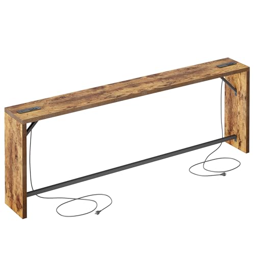 TIQLAB Sofa Table, 79''L x 9.1''W (1.2'' Thickness) Long Console Table Behind Couch, Entryway Table with Angled Metal Frame, Industrial Console Table, Rustic Brown - color: Rustic Brown, size: 79''L x 9.1''W x 31.5''H