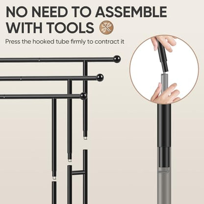 HAITRAL 42" H Standing Towel Rack, 3 Tiers Towel Holder with Basket, Bathroom Freestanding Towel Rack with 360° Anti-Skid Wheels, Multi-Use for Towel, Blanket, Clothes, Indoor/Outdoor (Black)