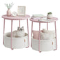 VASAGLE LILEA Collection - Small Round Side End Table, Modern Nightstand with Fabric Basket, for Living Room, Bedroom, Set of 2, Jelly Pink and Cream White ULET225SA01S - color: Jelly Pink + Cream White, size: Round + 2 pack