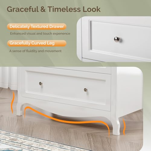 Bonnlo 31.5" W White Nightstand 3 Drawer Chest, Night Stand for Bedroom, Large Nightstand Wood Bedside Table with Drawers, 31.5" W*15.75" D*31.5" H - color: Painted White-31.5"w
