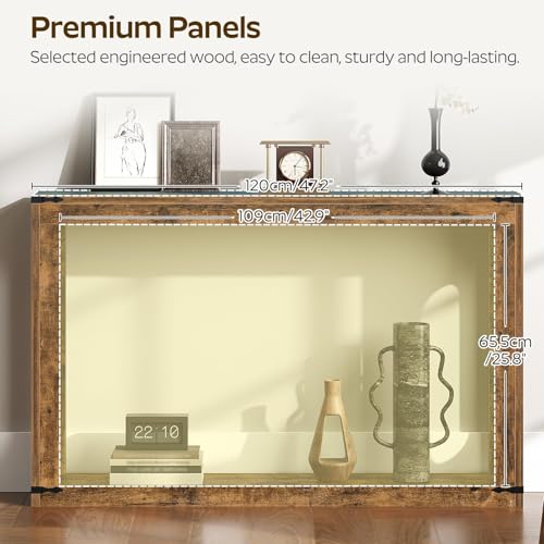 Farmhouse Console Table, 47.2 Inches Wooden Sofa Table, Behind Couch Table with Storage, Industrial Hallway Accent Table for Living Room, Entryway, Hallway, Rustic Brown CT24BR